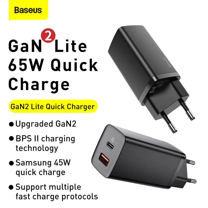 Устройство быстрой зарядки Baseus 65 Вт USB Type C QC 4 0 PD 3 для iPhone 12 Samsung Xiaomi Macbook | Мобильные