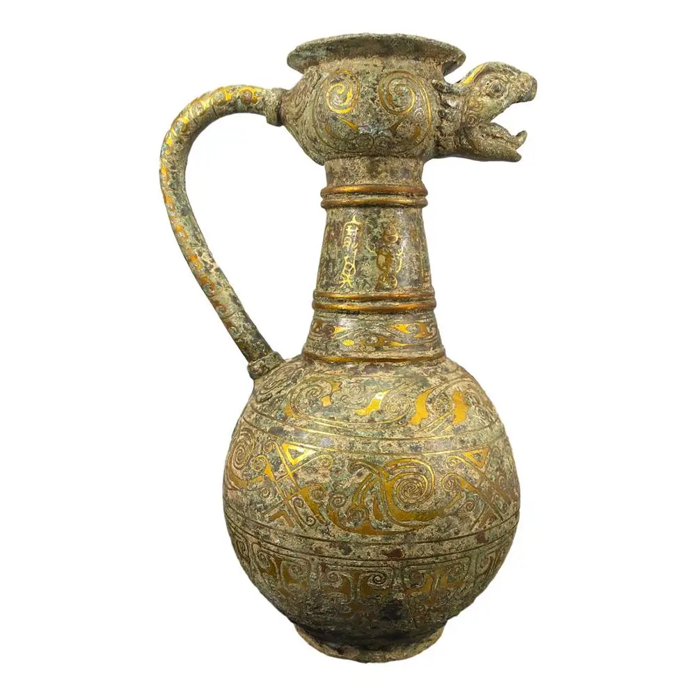 

Кастрюля LaoJunLu козолотая бронзовая в форме головы животного династии Хань, имитация античной бронзы, шедевр, коллекция китайского одиночног...