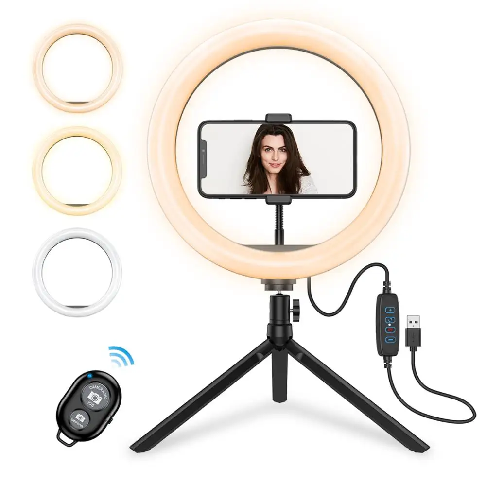Светодиодная кольцевая лампа для селфи осветительный прибор с регулируемой