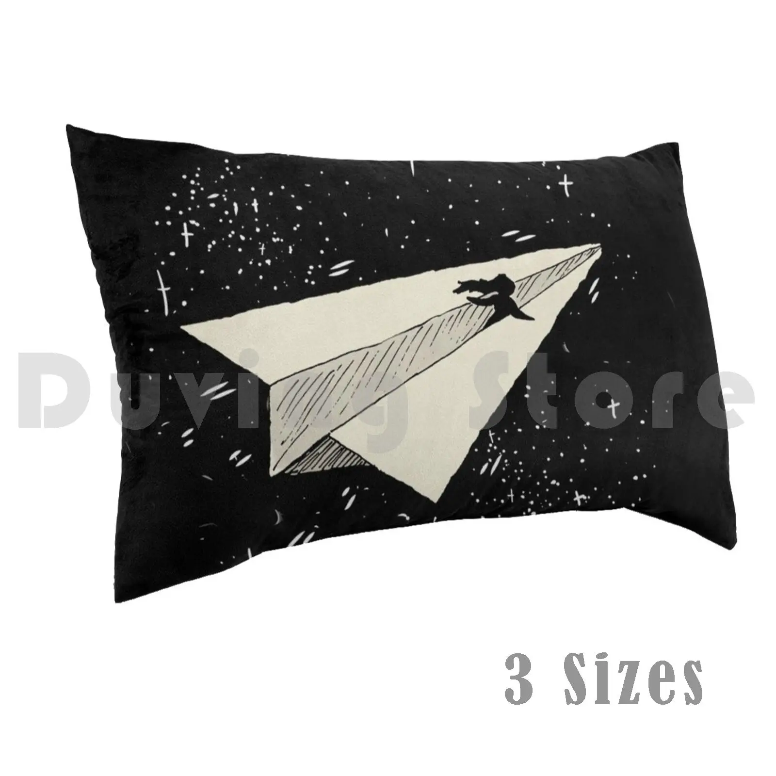 

Girl Riding Paper Airplane Through Starry Sky Pillow Case DIY 40x60 340 Paper Airplane Paper Airplane