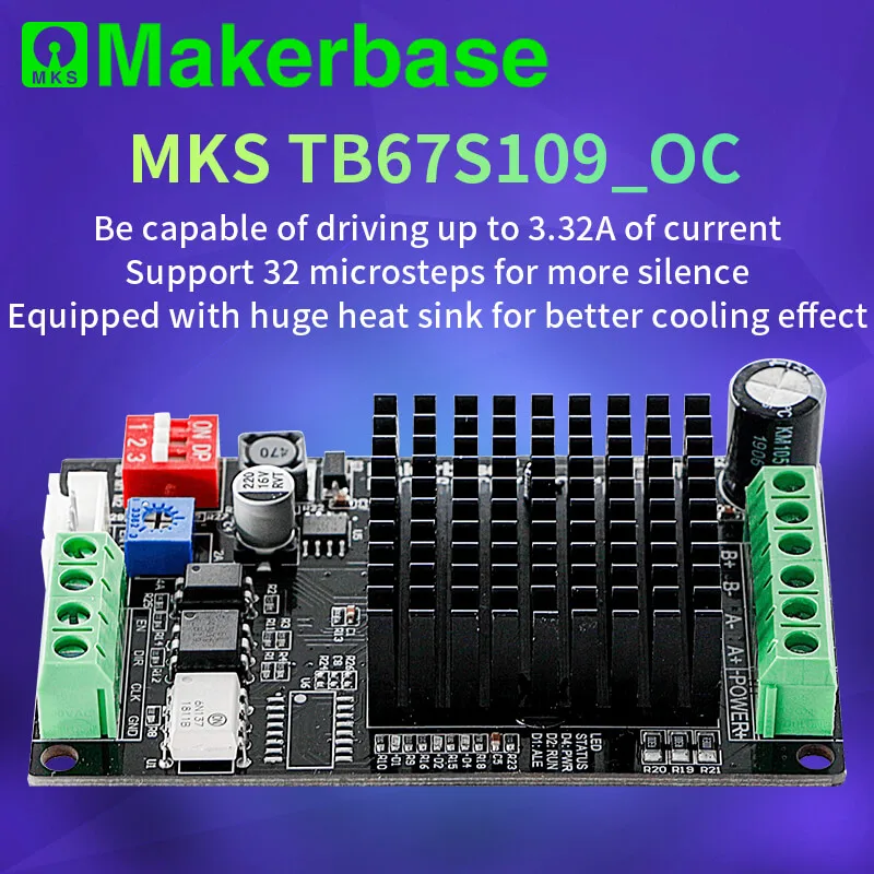 Драйвер шагового двигателя Makerbase MKS TB67S109_OC детали для 3D принтера внешний драйвер с