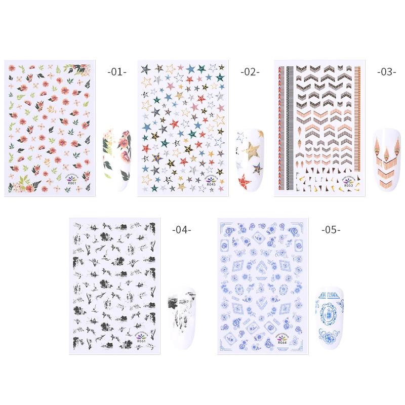 1 лист красочных наклеек для ногтей в индийском стиле многоразмерные полоски