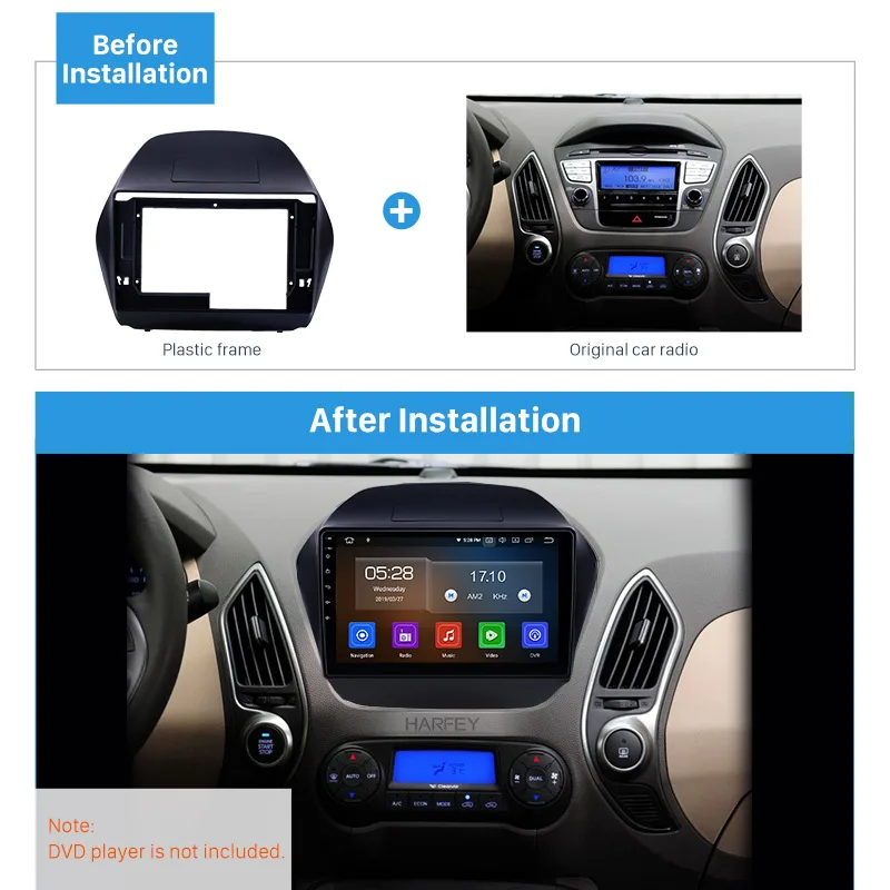 Harfey Fascia панель обшивка рамка установочный комплект для 2010 Hyundai Tucson ix35 OEM стиль 10 1