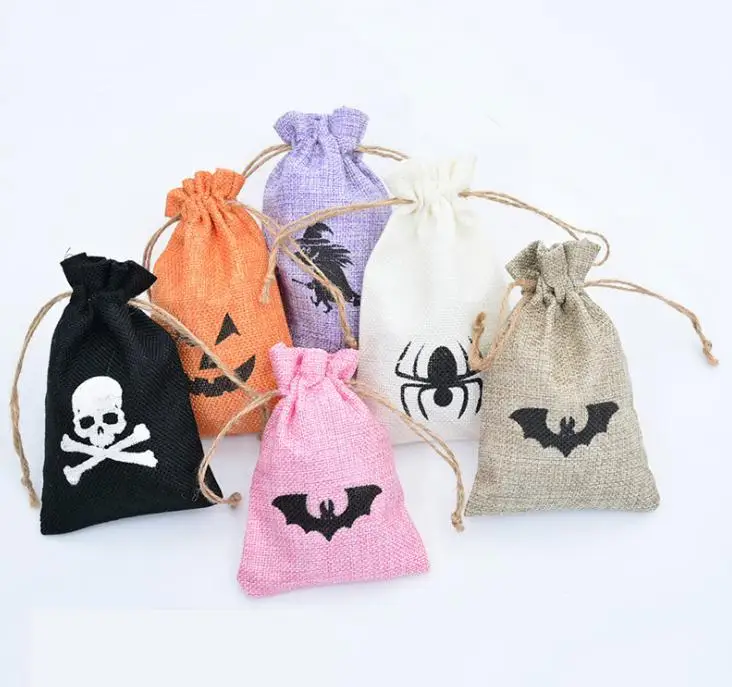 

Christmas Halloween Canvas gift candy Drawstring Bags Xmas kids Gifts pouch Santa snowman witch pumpkin decorations Sacks Bag