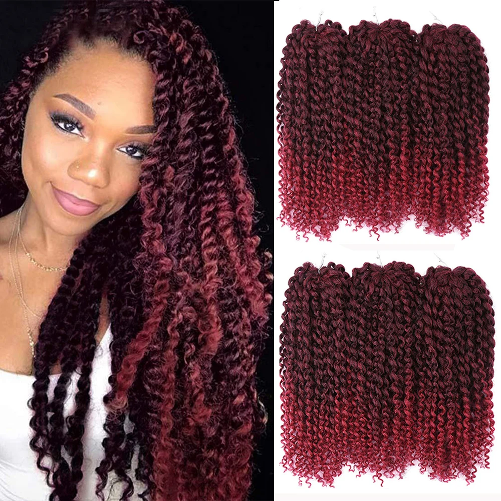 

Marley Bob Braids Crochet Hair Ombre Passion Twists Hair Synthetic Kinkly Curly Braiding Hair Extensions for Women Black