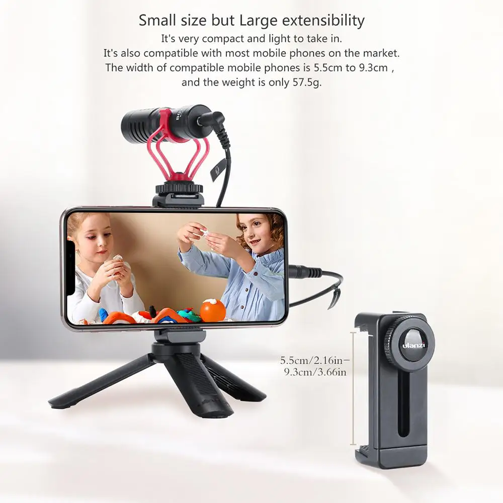 ULANZI ST-02L Smartphone Vlog Phone Mount with Cold Shoe for Microphone Vlogging Stand Holder 1/4 Screw iPhone Android | Мобильные