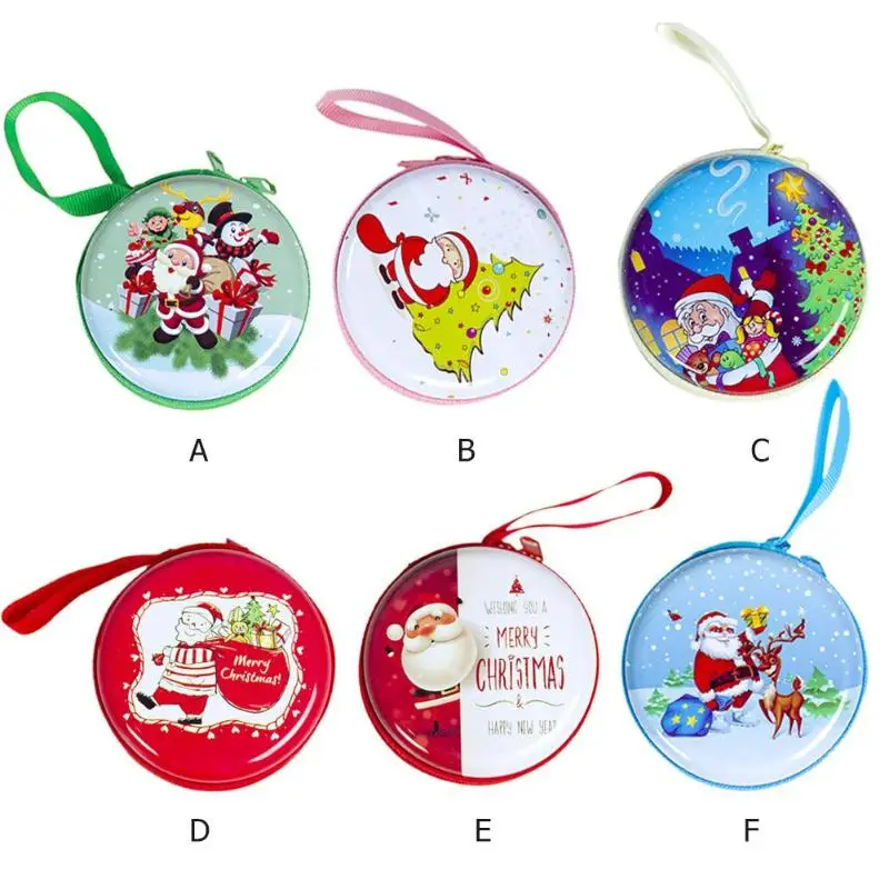 Жесть Санта Клаус монета кошелек ключ органайзер гарнитуры сумка с застежкой