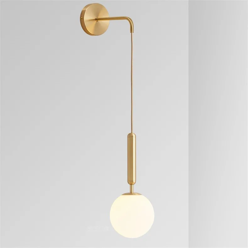 

Creative Post Modern Wall lamp Bedroom Bedside Lamp Balcony Aisle Nordic Lamps Simple American Bronze Frosted Glass Lighting