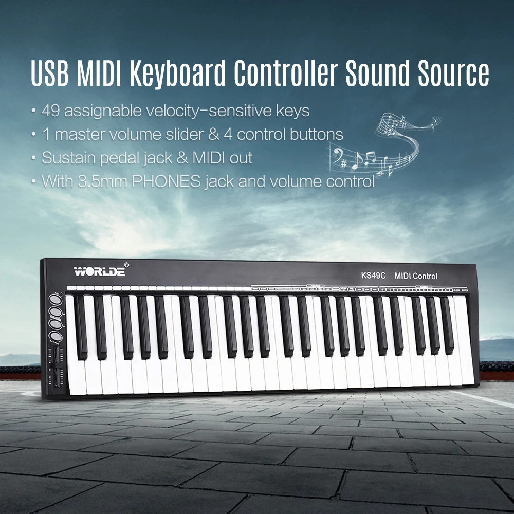 На выбор KS49C A 49 ключ USB MIDI контроллер клавиатуры встроенный источник звука с 6 35 мм