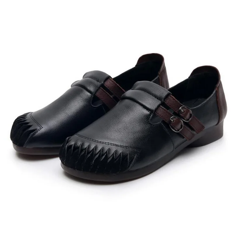 2020 Autumn Women Flat Shoes Genuine Leather Loafers Fashion Comfortable Driving Shoes Ventilation Casual Flats Mom Shoe