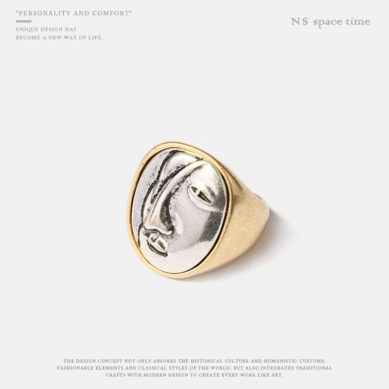 GHIDBK массивные абстрактные Портретные широкие кольца для женщин минималистичное