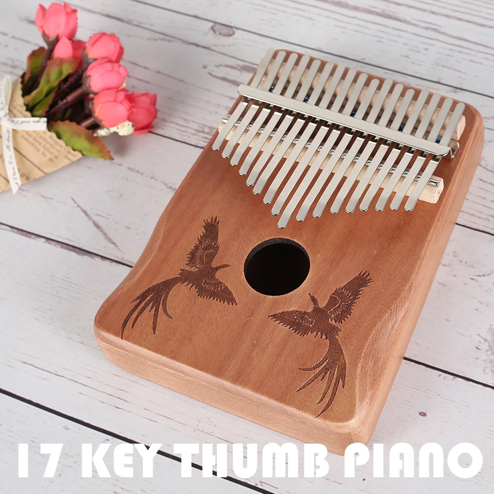 

17 Keys Kalimba Thumb Piano Hand Percussion Wood Mbira Body Musical Instruments With Learning Book Kalimba Piano Gift