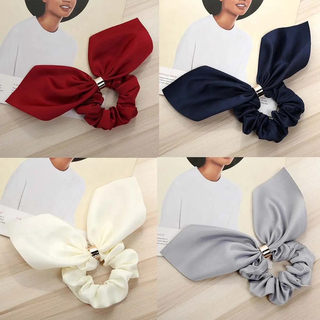 

New Fabric Metal Buckle Trendy Bowknot Hair Tie Rubber Band Hair Rope Streamer