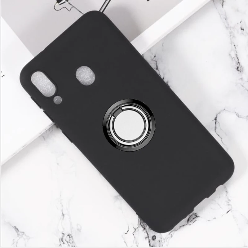 Чехол для Samsung Galaxy M20 с кольцом-держателем для задней панели телефона, мягкий силиконовый чехол из ТПУ на SM-M205F/DS SM-M205FN SM-M205G SM-M205M