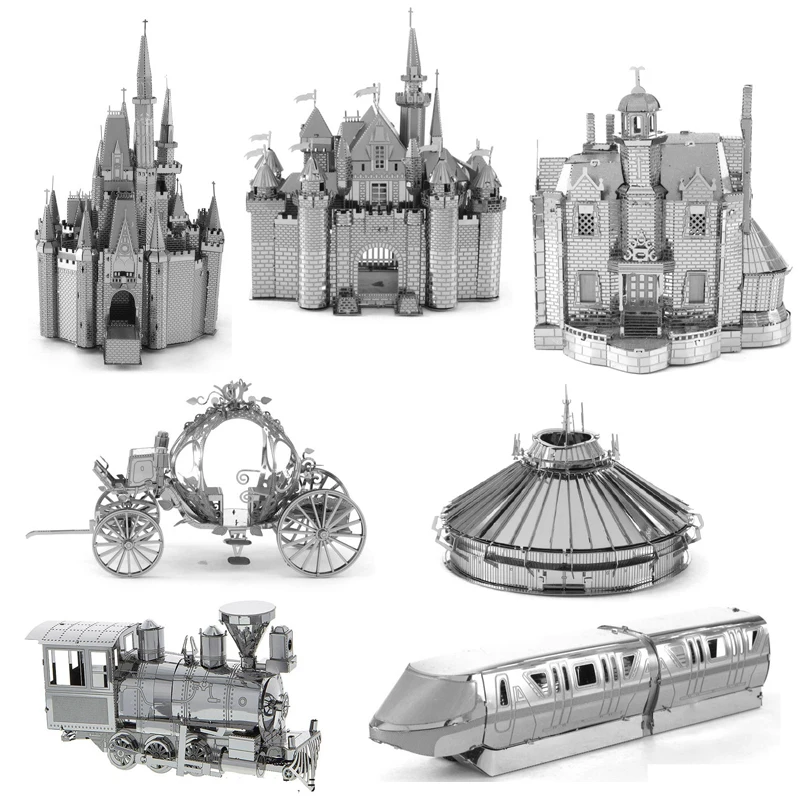

3D Metal Puzzle Dream castle pumpkin car locomotive building model KITS Assemble Jigsaw Puzzle Gift Toys For Children