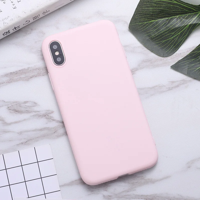 Модные мягкие матовые цветные Чехлы для Iphone 7 6 6s 8 Plus, однотонный матовый Силиконовый чехол для IPhone Xs Max Xr X, утолщенный чехол