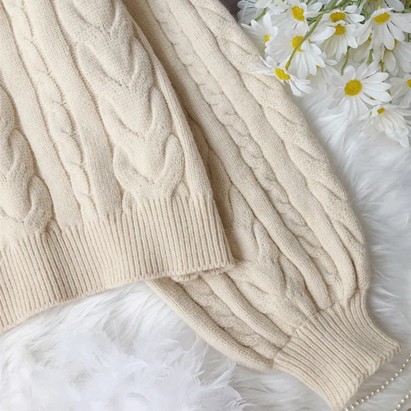 

Korean Fashion Ladies Long Sleeve Women Knitted Sweater Solid V Neck Pullover And Jumper Korean Solid Loose Sweater