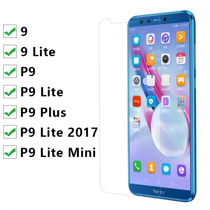 Закаленное стекло для huawei p9 lite 2017 mini honor 9 2 шт. защитное протектор экрана на p p9lite