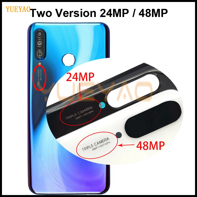 Заднее стекло Huawei P30 Lite крышка аккумулятора задняя корпуса с объективом камеры Nova