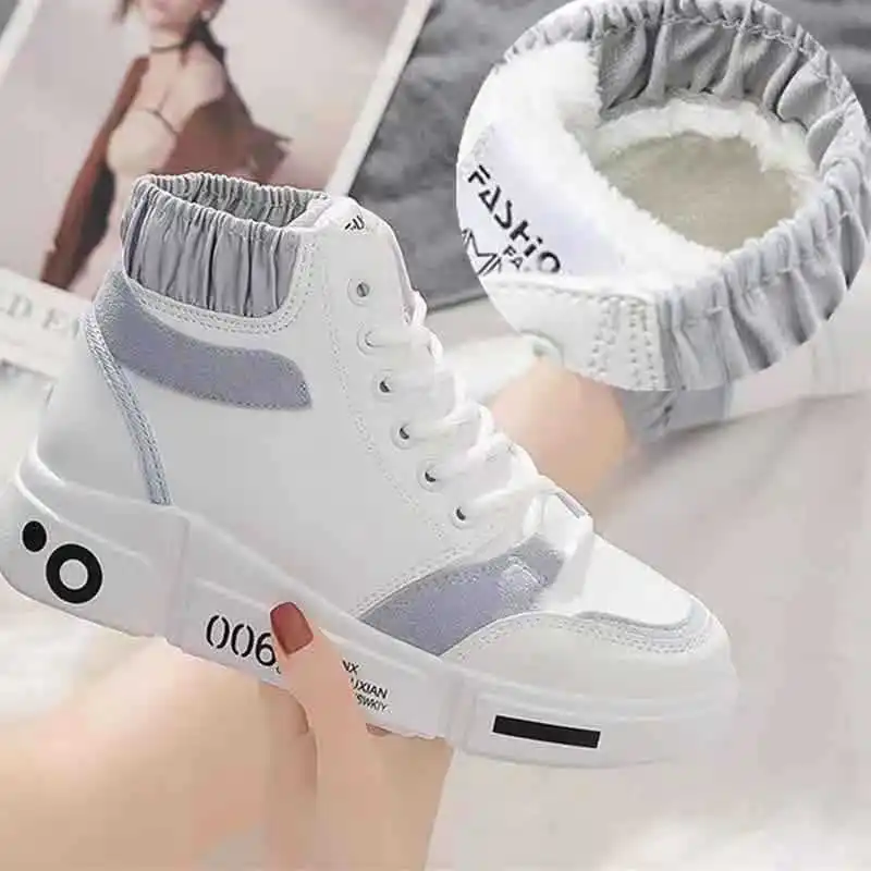 

Женские высокие кроссовки, белые кроссовки в Корейском стиле, повседневные кроссовки на плоской подошве для студентов, весна 2021