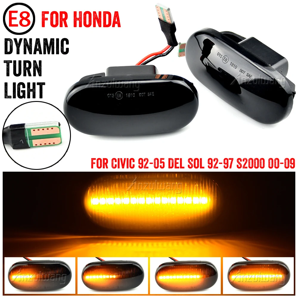 

For HONDA Prelude CRX S2000 Integra Fit Del Sol Acura Civic LED Dynamic Side Marker Turn Signal Light Indicator