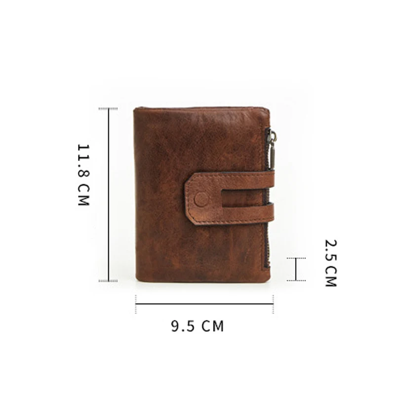 

Men's Wallet RFID Casual Fashion Leather Handbag Double Zipper Coin Purse Cards Multi-layer Retro Clutch Bag Portable Purse