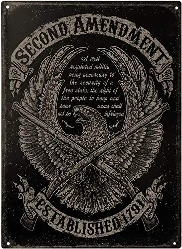 

This Well Defend Second Amendment Eagle 11" x 16" Metal Tin Sign Wall Art Home Decor Man Cave
