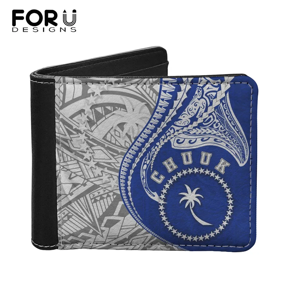 

FORUDESIGNS Huge Capacity Men's Wallet Chuuk Polynesian Tattoos Brand Designer Man Coin Purse Small Business Card Holder Bolsas