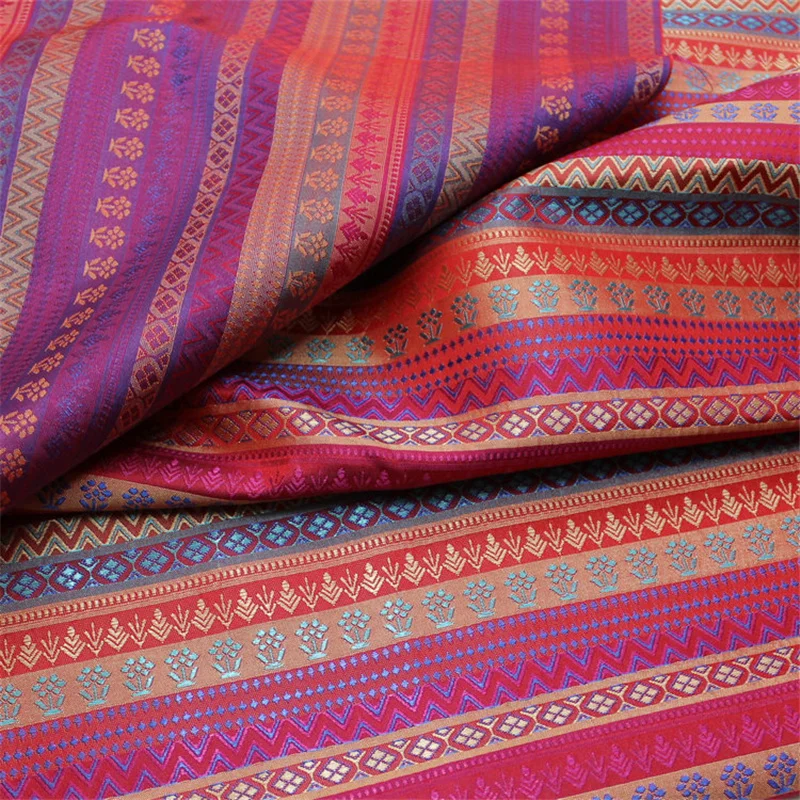 

NW90 красная полоса китайский стиль полиэстер парча ткань женская/мужская одежда куртка ткани DIY Швейные материалы домашний текстиль