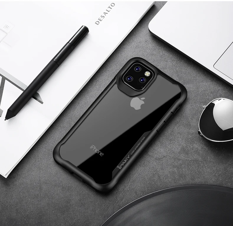 Для iPhone 11 Чехол IPAKY для iPhone 11 Pro чехол силиконовый акриловый Гибридный противоударный Прозрачный чехол для iPhone 11 Pro Max чехол