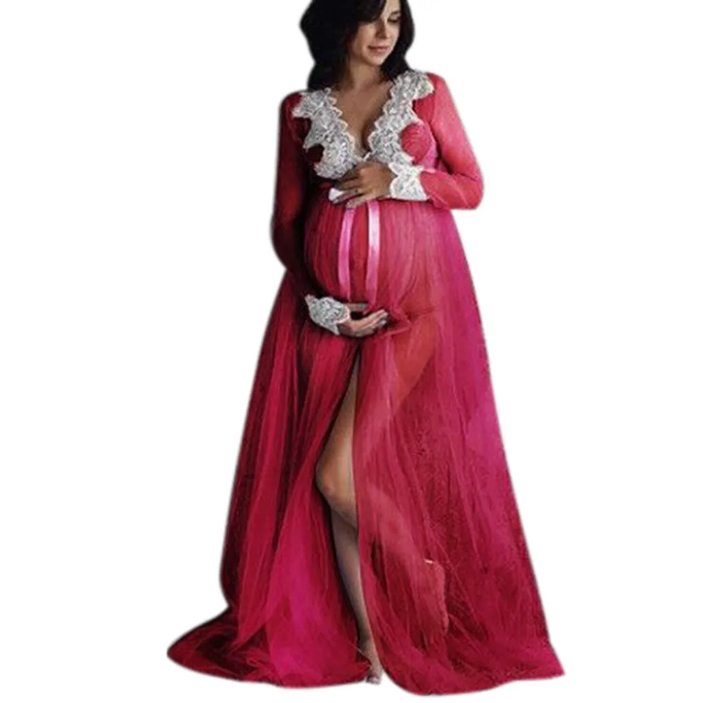 

Women's Dress Women Lace Maternity Sexy Dress Women Pregnancy Lace Long Dress 2020 New Fashion Breastfeeding Clothes