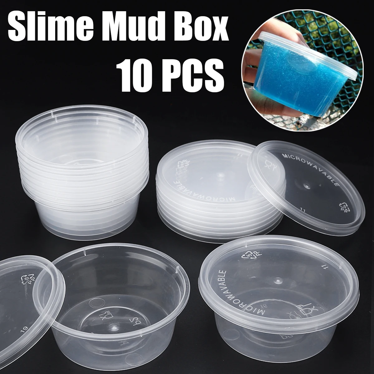 10PCS 50ml 10 шт. Slime глина коробка для хранения 25/40/50/80 мл круглый контейнер для хранения с крышкой - Цвет: 10PCS 50ml