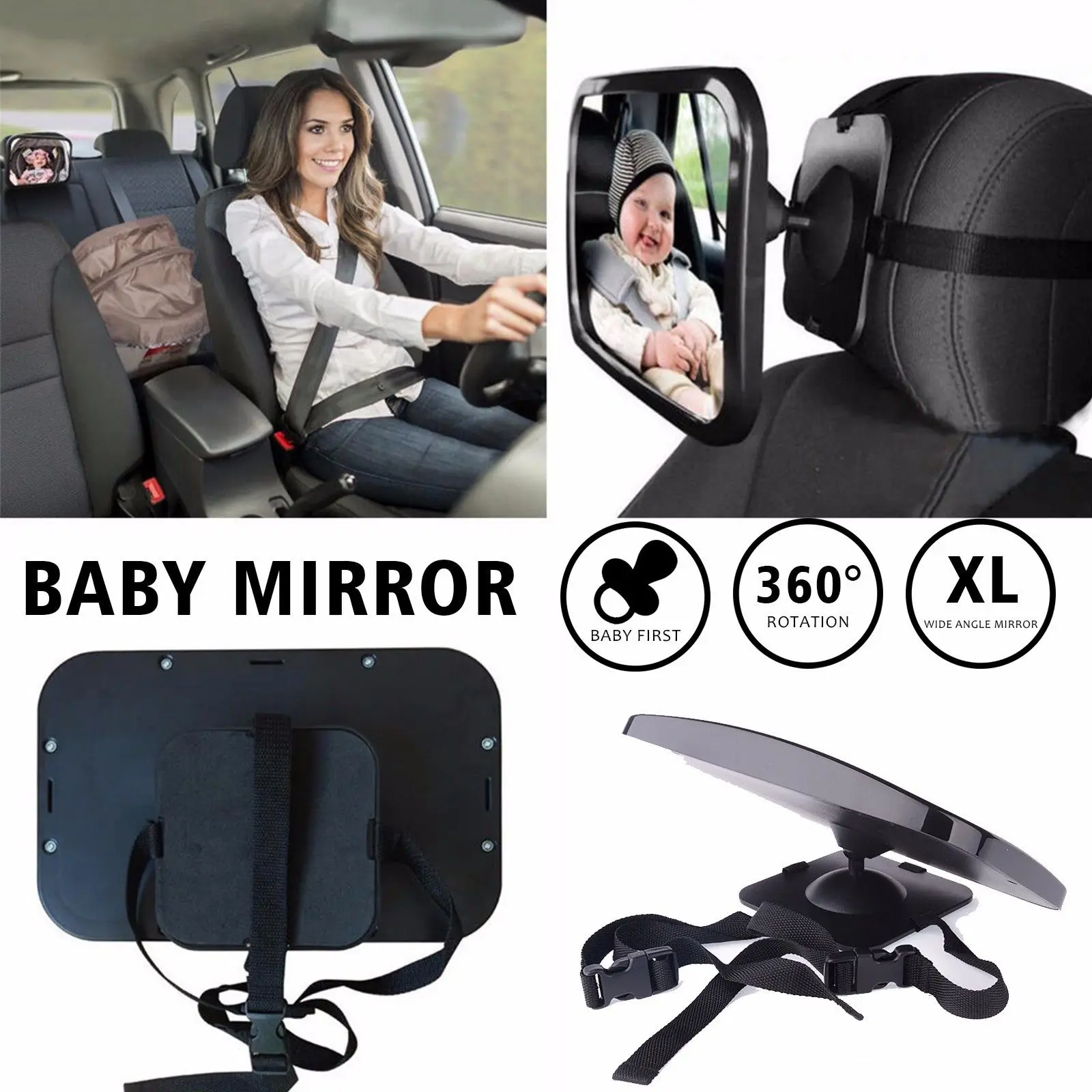 360 Degree Adjustment Car Rearview Mirror Baby Safety Adjustable Rear Seat For Babies Kids Accessories A30 | Автомобили и