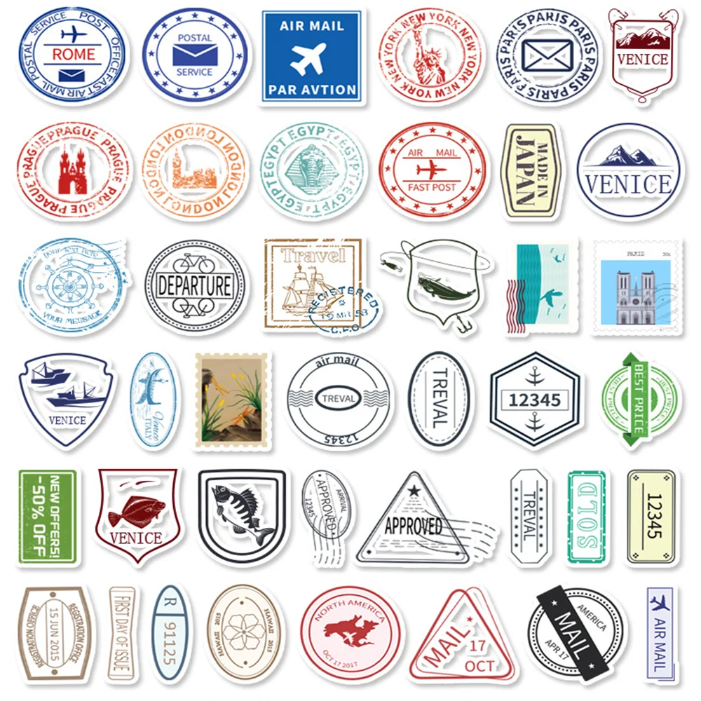 59 шт. Ретро штамп почтовый знак Скрапбукинг для ноутбука автомобильный шлем