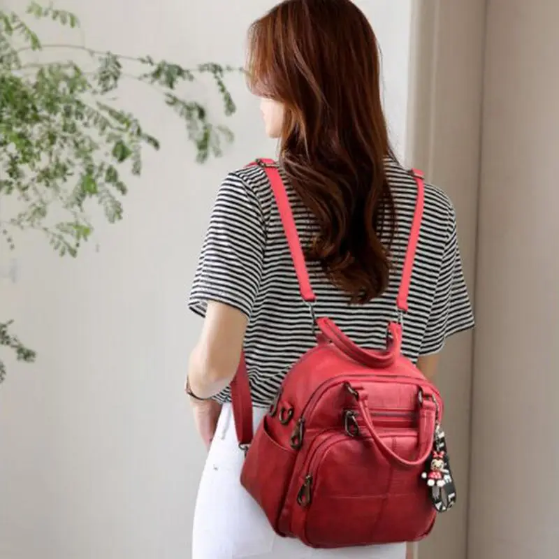 

2020 Women backpack shoulder bag high quality leather school bag for teenage girls fashion woman bag travel backpack mochila