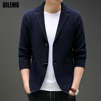 top grade new brand fashion knit blazer mens top cardigan slim fit sweater autum winter casual coats jacket mens clothes 2022
