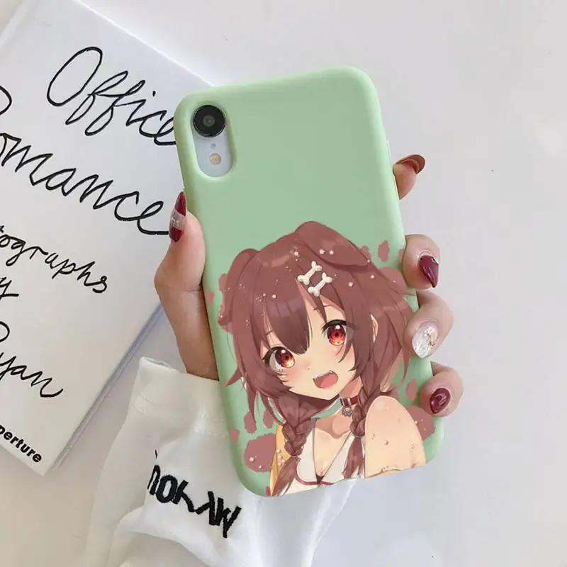 

Hololive Girl Original Liquid Silicone Phone Case For iphone 11 Pro Max X XS Max XR Solid Candy Shell For iPhone 7 8 6 6S Plus