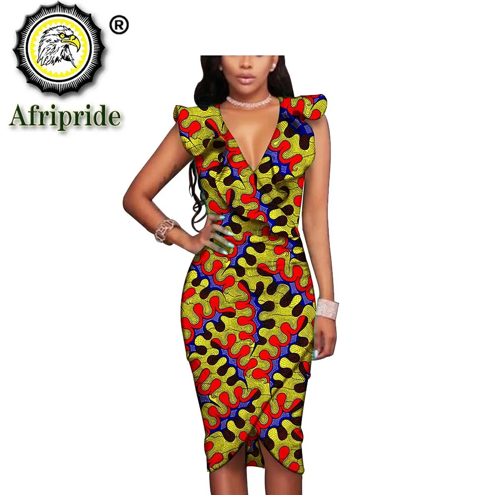 Платья в африканском стиле для женщин платья без рукавов с v образным вырезом