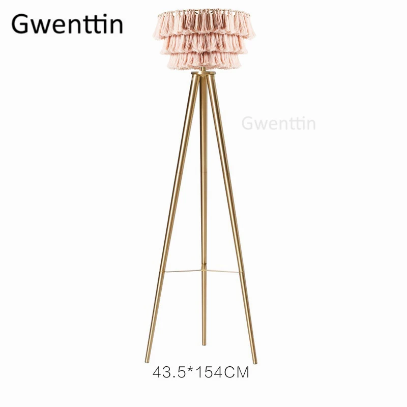 Floor Lamp B Современная розовая шелковая нить настольные лампы для спальни золотой штатив настольная Светодиодная лампа светильники Скандинавское Искусство настольная лампа гостиная домашний деко - Цвет абажура: Floor Lamp B