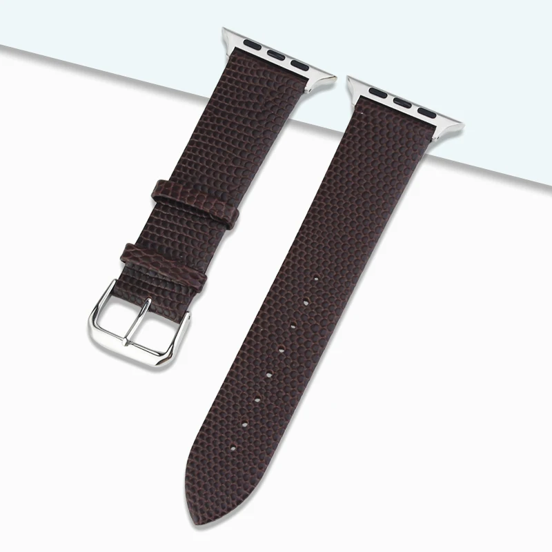 ALK Apple Watch Band for iWatch Series 5/4/3/2/1 Lizard Pattern Genuine Leather Black Bracelet Strap Wristband 38 40mm 42mm 44mm