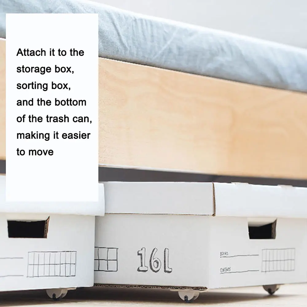 12Pcs Storage Box Pulley Self Adhesive Casters Wheels Funny Home Toy Portable And Durable Furniture Box's Skateboard | Обустройство