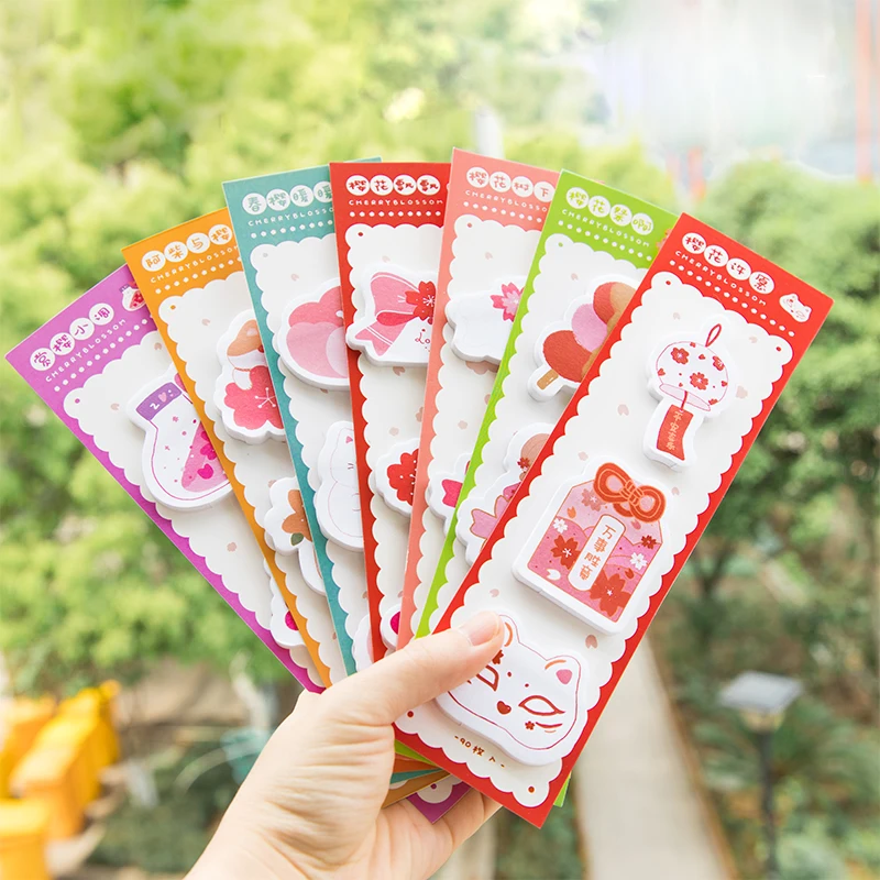

14pcs/LOT cherry Blossom series girl heart plan book sticker n times material book paper message memo pad