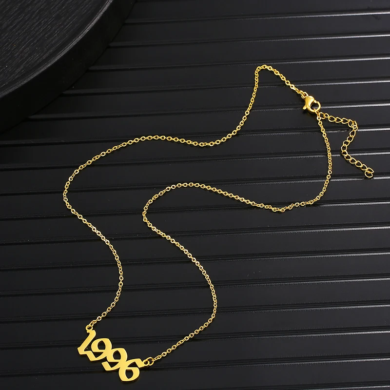 Женское золотое ожерелье из нержавеющей стали с цифрами 1990-2020 | Украшения и