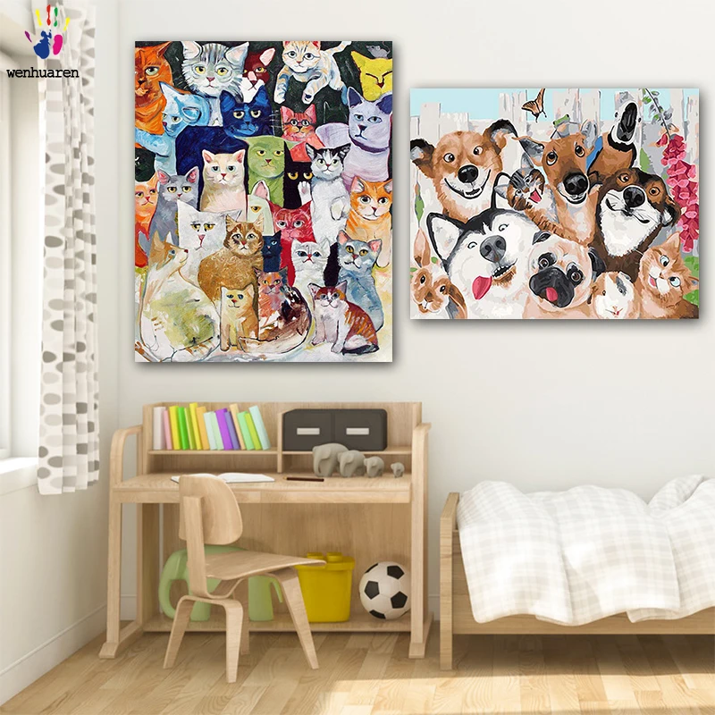 

DIY colorings pictures by numbers with colors Lots of cats and enough picture drawing painting by numbers framed Home