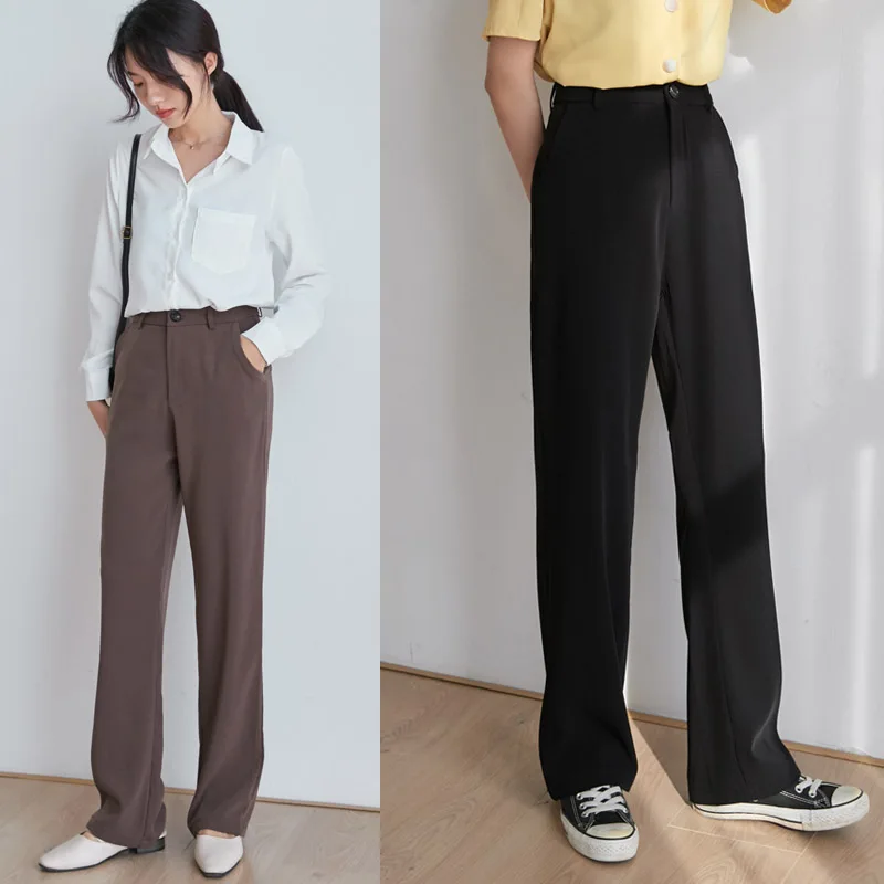 

Женская одежда, трусы, женские брюки для женщин на весну, зиму, осень 2020, костюм с высокой талией, черные брюки с широкими штанинами для женщи...