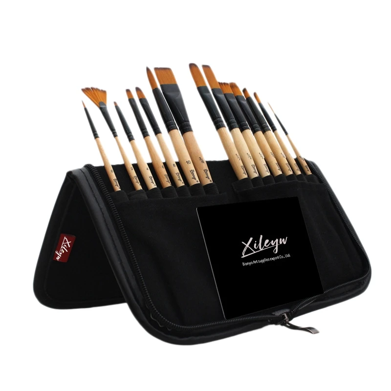 

XILEYW Brush,14 Pieces of Korean Yellow Nylon Wool Water Powder Acrylic Brush Painting Bag Set, for Fine Arts Sketch