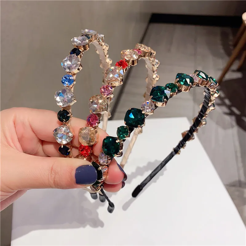 

Женские ободки для волос в стиле барокко, яркие квадратные обруч со стразами, ободок для волос, свадебные аксессуары для волос