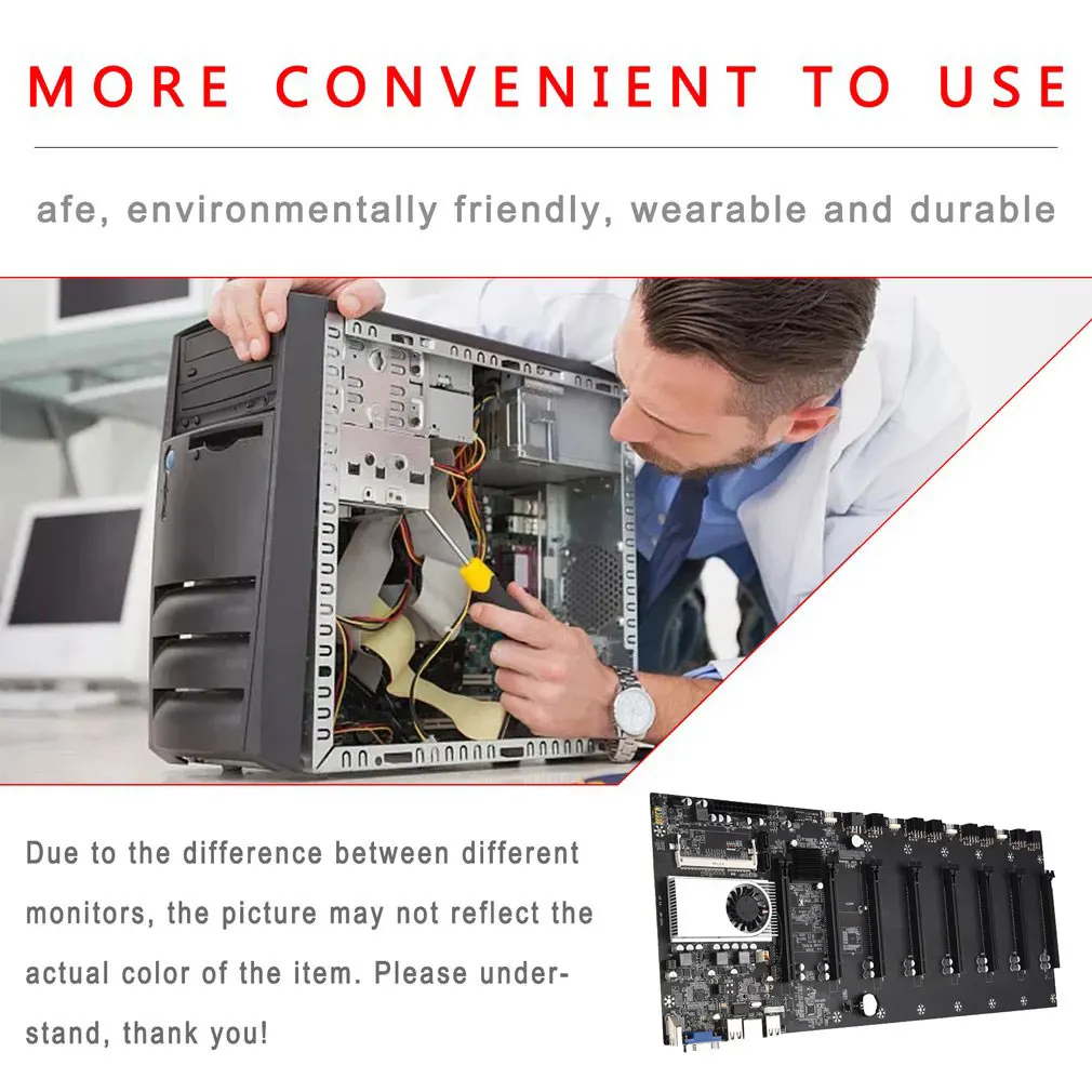 

BTC-T37 8-Card Etherum Mining Motherboard CPU Set with Power Supply 8*Power Cable and 8*Adapter Card