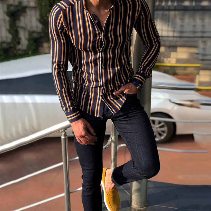 Camisas Hombre Manga Larga приталенная Мужская Осенняя свободная Модная Повседневная