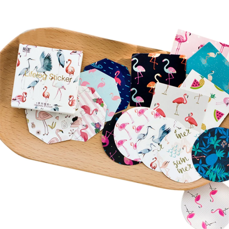 

20pack/lot irregular animal flamingo decoration sticky cartoon seal sticker paper adhesive label wholesale